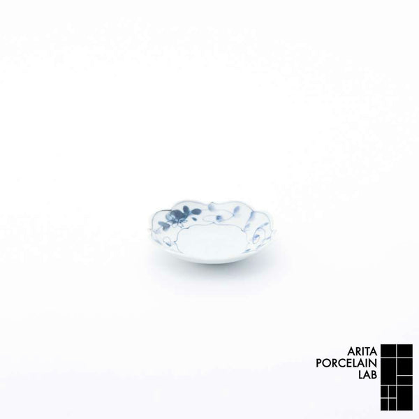 岡晋吾 四稜小皿 牡丹唐草