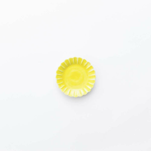 岡晋吾 菊型小皿 黄コウチ