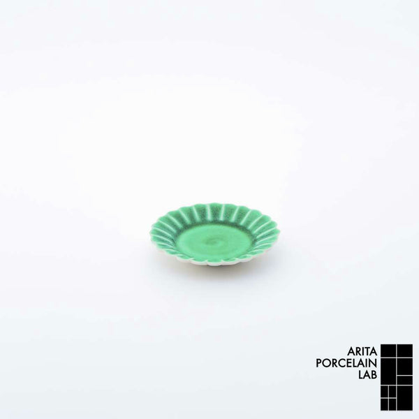 岡晋吾 菊型小皿 緑コウチ