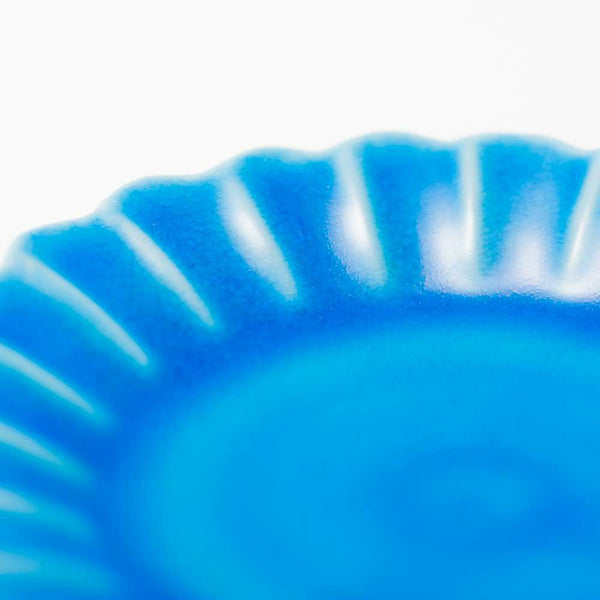 岡晋吾 菊型小皿 青コウチ