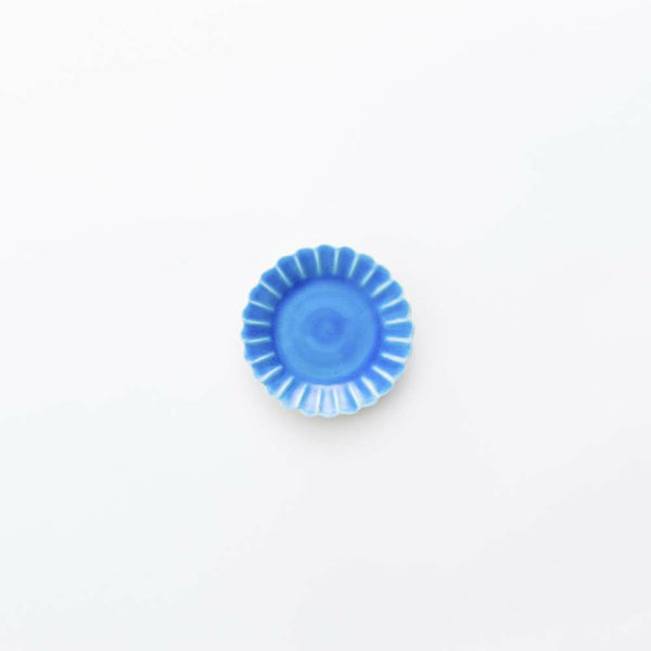 岡晋吾 菊型小皿 青コウチ