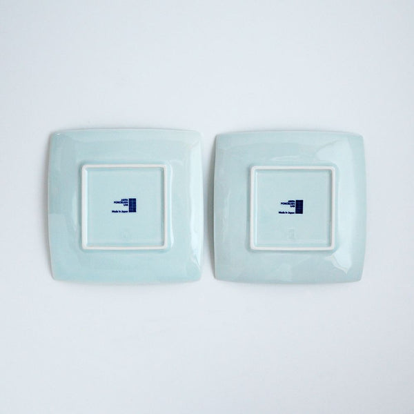 GAUFRE 市松正方皿 (小) 青白磁 2枚セット 化粧箱入
