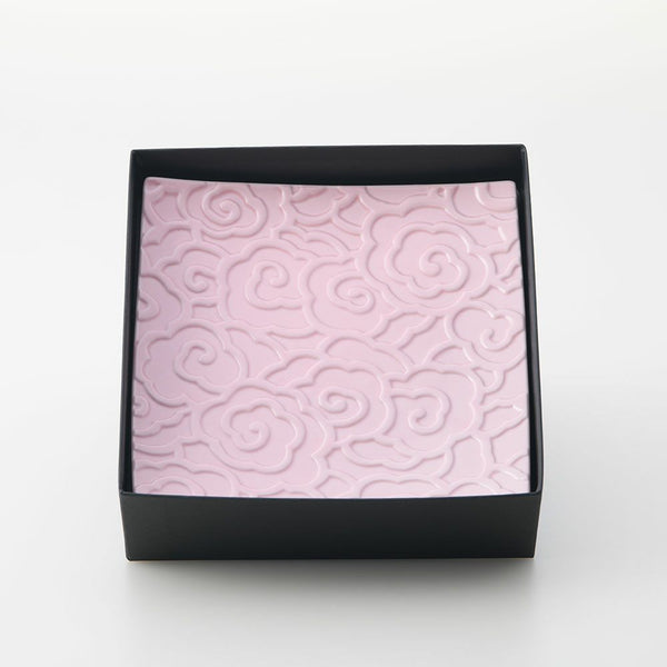 GAUFRE 瑞雲正方皿(小) ピンク 2枚セット 化粧箱入