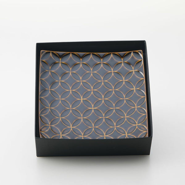GAUFRE 七宝正方皿(小) 飴釉 2枚セット 化粧箱入