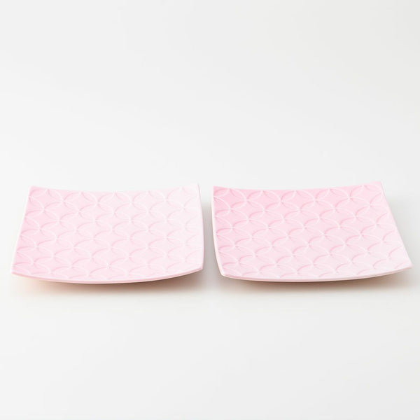 GAUFRE 七宝正方皿(小) ピンク 2枚セット 化粧箱入