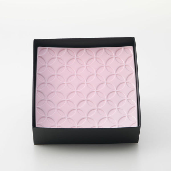 GAUFRE 七宝正方皿(小) ピンク 2枚セット 化粧箱入