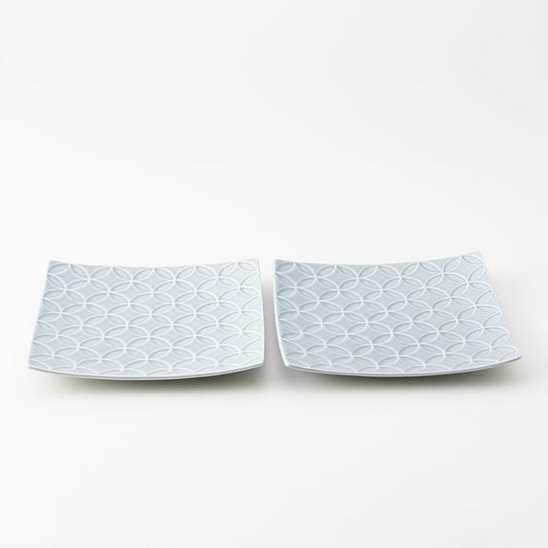 GAUFRE 七宝正方皿(小) グレー 2枚セット 化粧箱入