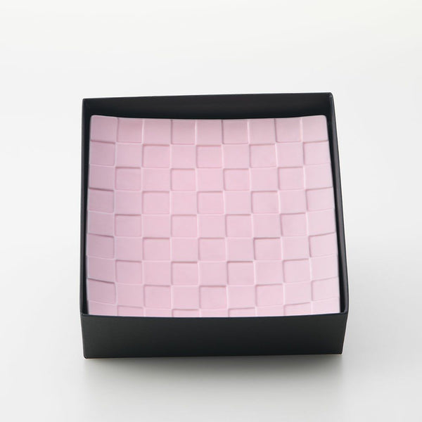 GAUFRE 市松正方皿(小) ピンク 2枚セット 化粧箱入