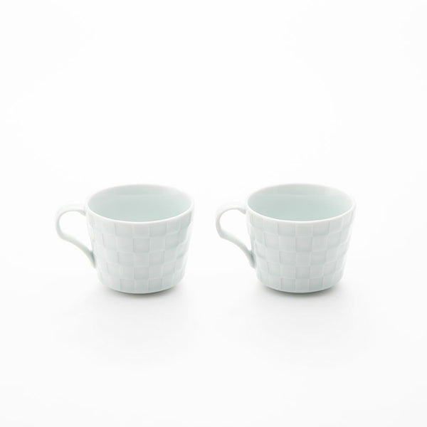 GAUFRE 市松 マグカップ 青白磁 2個セット 化粧箱入