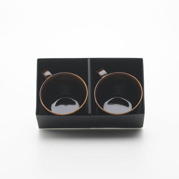 GAUFRE 市松 マグカップ 飴釉 2個セット 化粧箱入