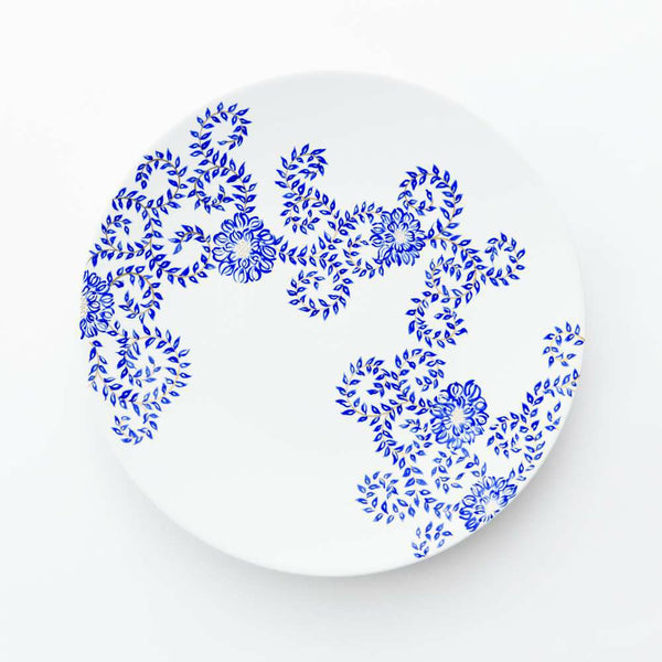 GALLERY フラットプレート L ブルー 唐草 化粧箱入