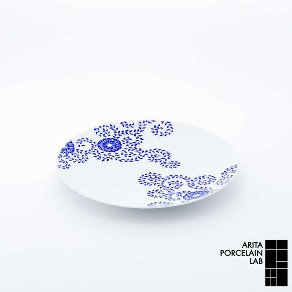 GALLERY フラットプレート M ブルー 唐草 化粧箱入