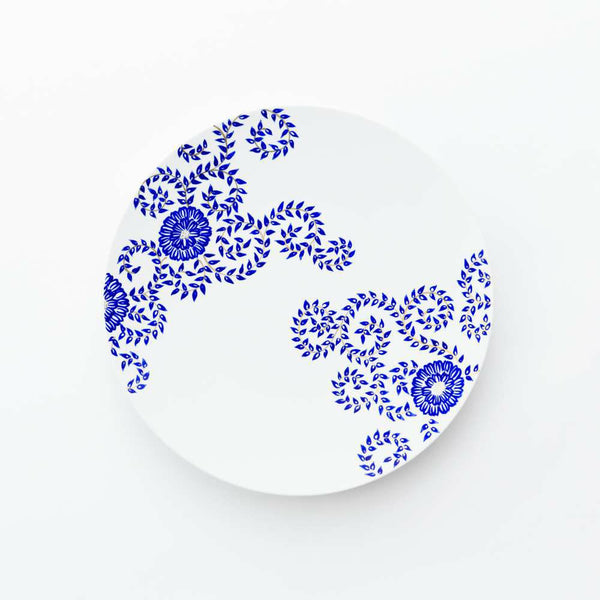 GALLERY フラットプレート M ブルー 唐草 化粧箱入