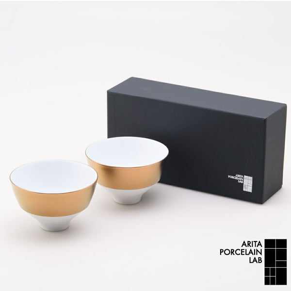 JAPAN AUTUMN 段付飯碗 ゴールド 2個セット 化粧箱入