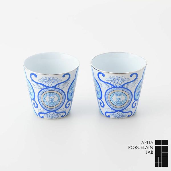 JAPAN BLUE ロックカップ 古伊万里草花紋 2個セット 化粧箱入