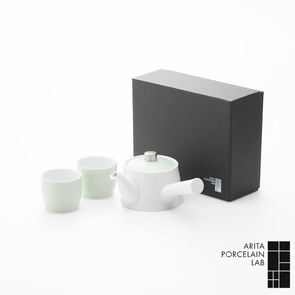 JAPAN TEA デザイン 急須 1個 湯呑 2個 パールグリーン 化粧箱入