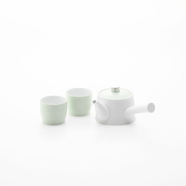 JAPAN TEA デザイン 急須 1個 湯呑 2個 パールグリーン 化粧箱入
