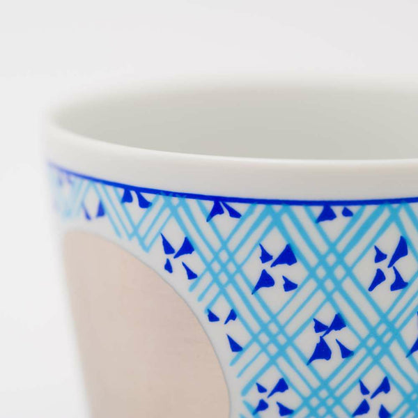 JAPAN BLUE 蕎麦猪口 格子丸文