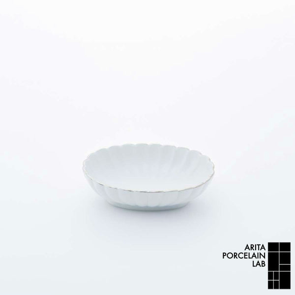 JAPAN SNOW 菊型楕円小鉢 プラチナ