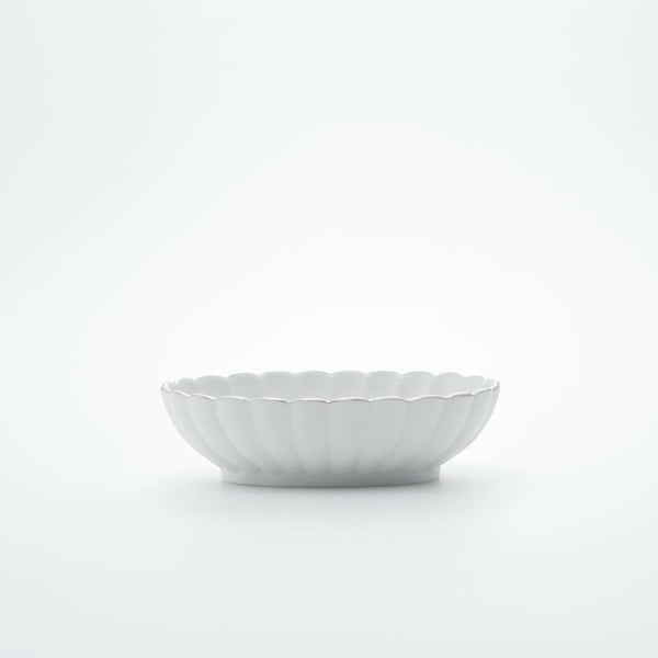 JAPAN SNOW 菊型楕円小鉢 プラチナ