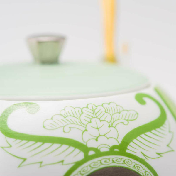 JAPAN TEA ティ?ポット グリーン 古伊万里草花紋 化粧箱入