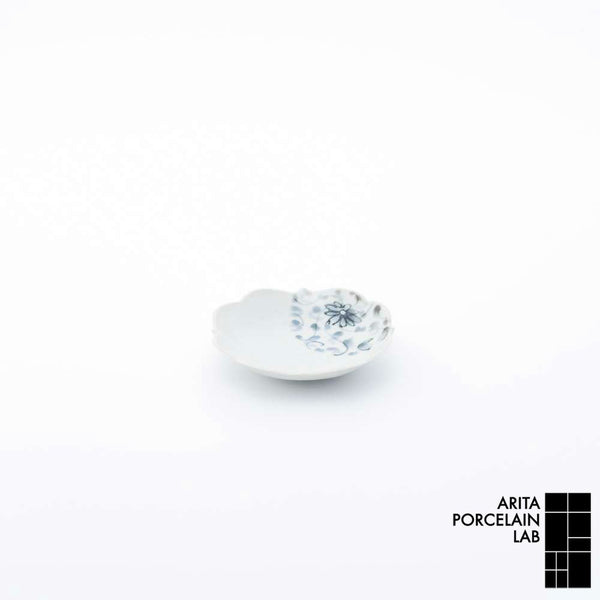 岡晋吾 四稜小皿 菊唐草