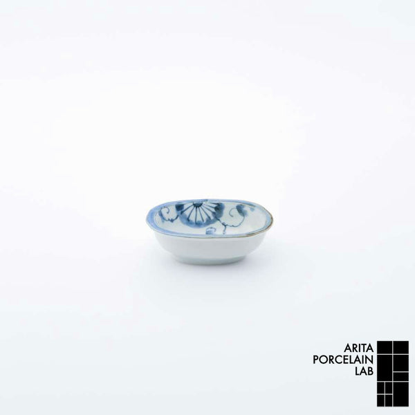 岡晋吾 楕円豆鉢 菊絵