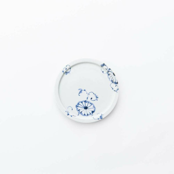 岡晋吾 5寸天平 平皿 菊絵