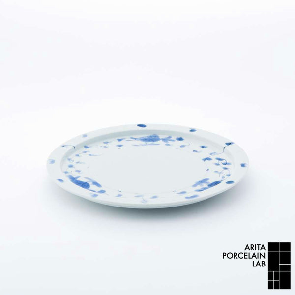 岡晋吾 9寸天平平皿 牡丹唐草