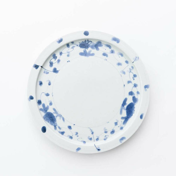 岡晋吾 9寸天平平皿 牡丹唐草