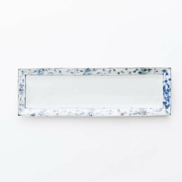 岡晋吾 天平長皿 牡丹唐草