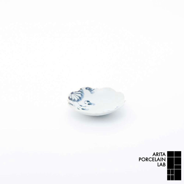 岡晋吾 四稜小皿 菊絵