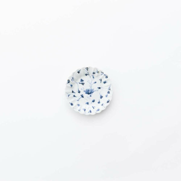 岡晋吾 菊型小皿 染付万暦