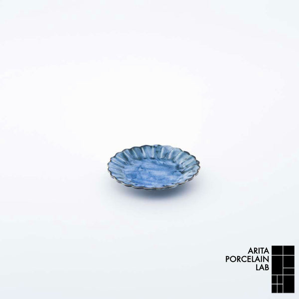 岡晋吾 菊型小皿 呉須巻