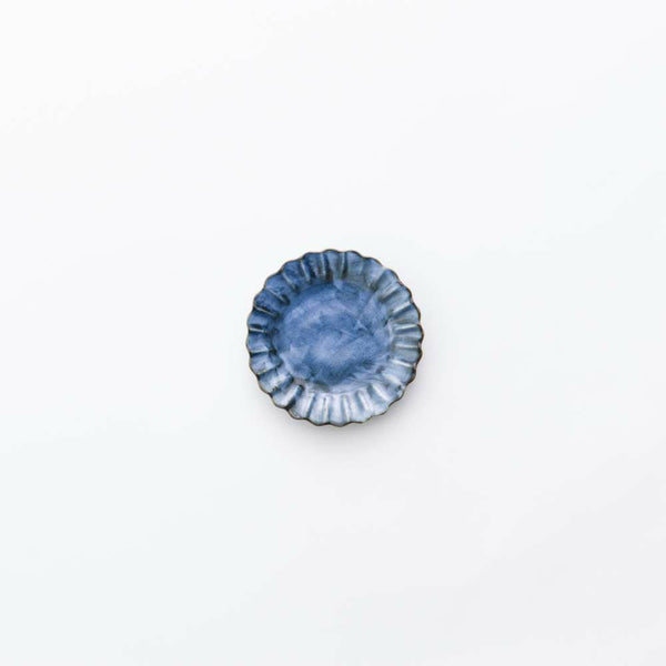 岡晋吾 菊型小皿 呉須巻