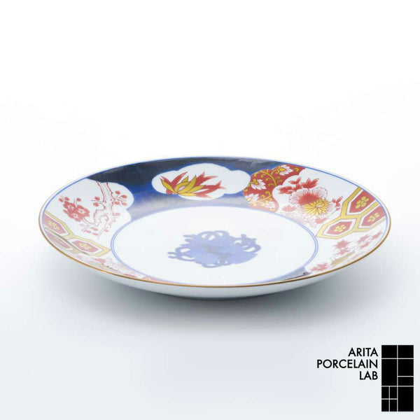 新弥左ヱ門 大皿 ゴールド 巻物四君子 化粧箱入