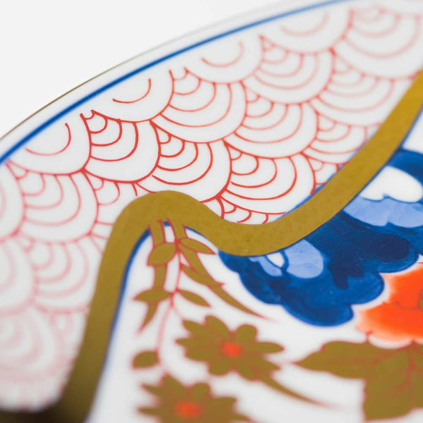 新弥左ヱ門 大皿 ゴールド 花ぎり 手書き 化粧箱入