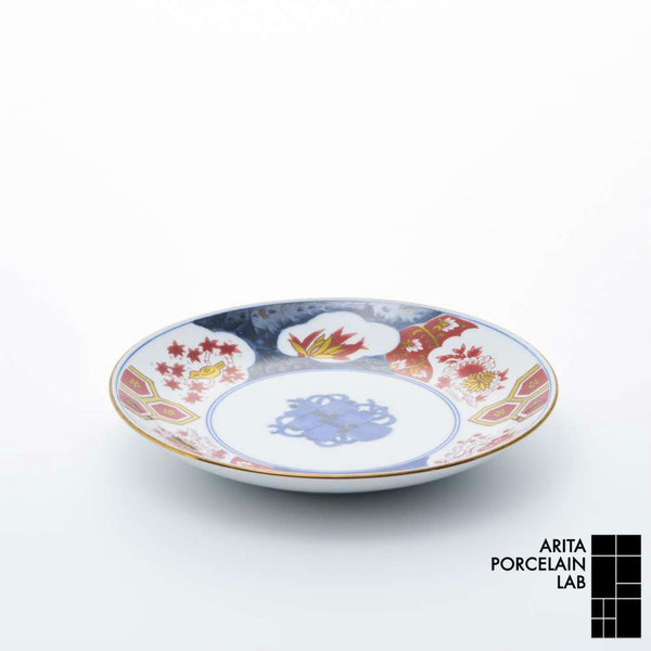 新弥左ヱ門 平皿(小) ゴールド 巻物四君子