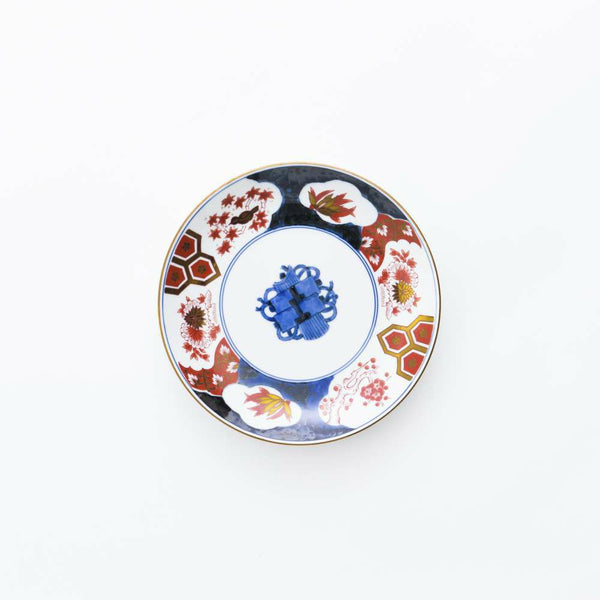 新弥左ヱ門 平皿(小) ゴールド 巻物四君子