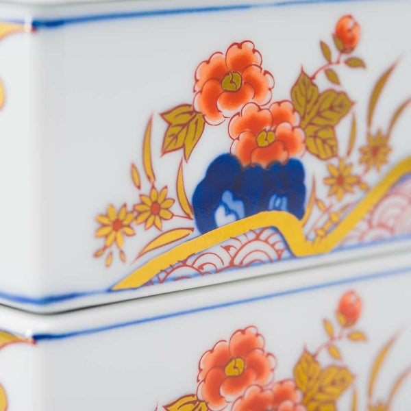 新弥左ヱ門 二段重 ゴールド 花ぎり 化粧箱入