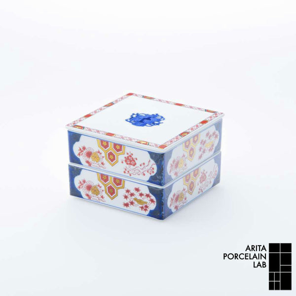 新弥左ヱ門 二段重 ゴールド 巻物四君子 化粧箱入