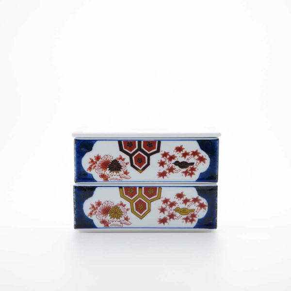 新弥左ヱ門 二段重 ゴールド 巻物四君子 化粧箱入