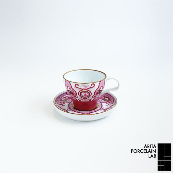 JAPAN AUTUMN ティーカップ&ソーサー 古伊万里草花紋 ワインレッド