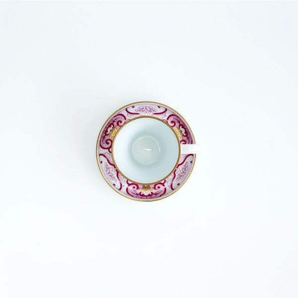 JAPAN AUTUMN ティーカップ&ソーサー 古伊万里草花紋 ワインレッド