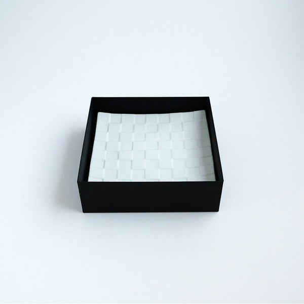 GAUFRE 市松 正方皿(小) ホワイト 2枚セット 化粧箱入