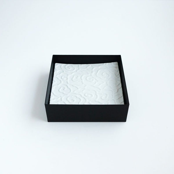 GAUFRE 瑞雲 正方皿(小) ホワイト 2枚セット 化粧箱入