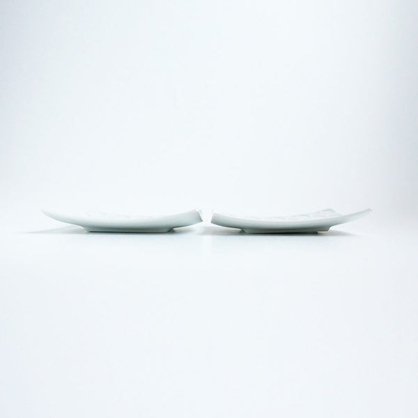 GAUFRE 七宝 正方皿(小) ホワイト 2枚セット 化粧箱入