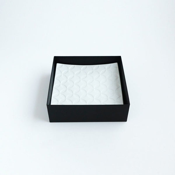 GAUFRE 七宝 正方皿(小) ホワイト 2枚セット 化粧箱入
