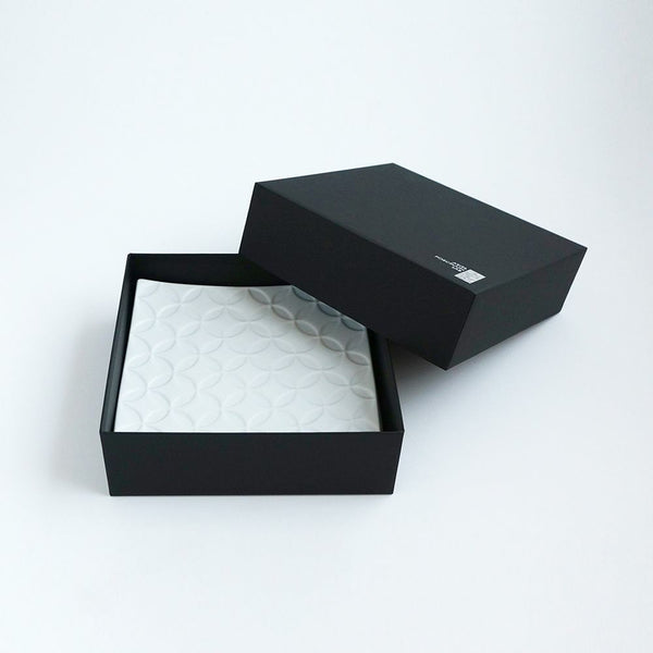 GAUFRE 七宝 正方皿(小) ホワイト 2枚セット 化粧箱入
