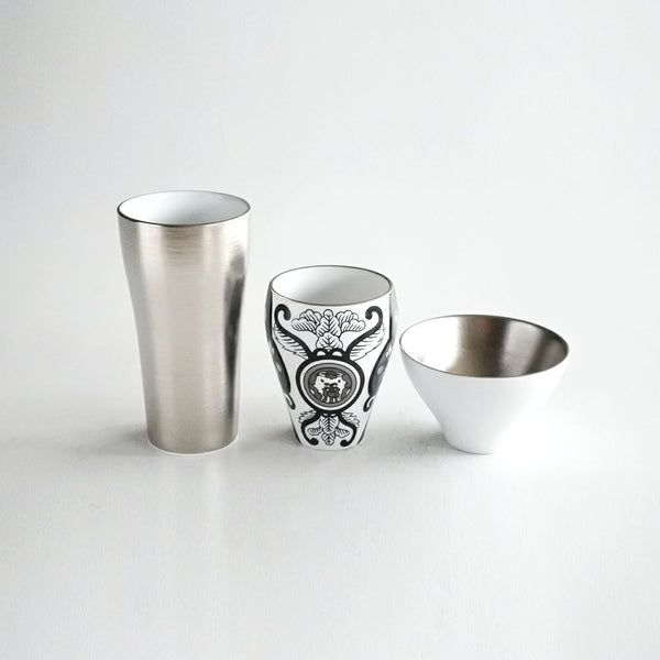 JAPAN SNOW 日本酒呑み比べ酒器セット プラチナ 古伊万里草花紋 木箱入